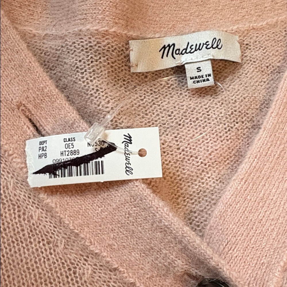NWT Madewell Alpaca-Blend V-Neck Cardigan Sweater Women’s Small Pale Blush Pink - Picture 7 of 8